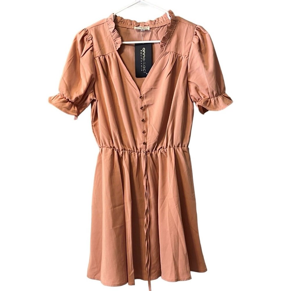 Anna-Kaci California Peach Size Small Midi Dress Riffle Boho